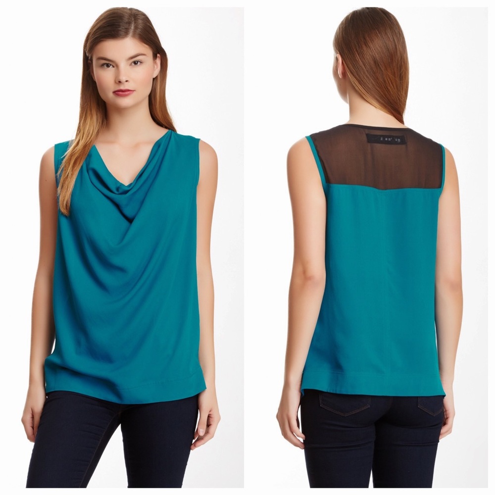 NWT Yigal Azrouel ‘Sheer Silk Back Cowl Neck Tank’ - Picture 1 of 8